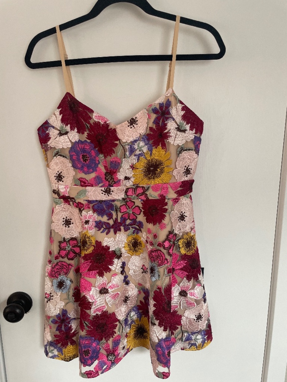 Embroidered Floral Flowers Mini Dress